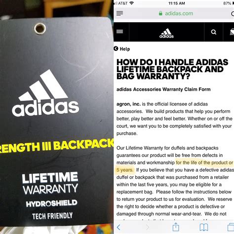 adidas lifetime warranty claim.